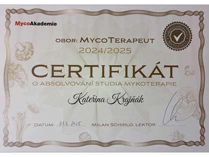 Certifikát – MycoTerapeut a YaoTerapeut